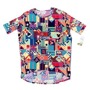 LuLaRoe Disney Shirt Womens S Mickey Mouse Geometric Tunic Bright Colorful